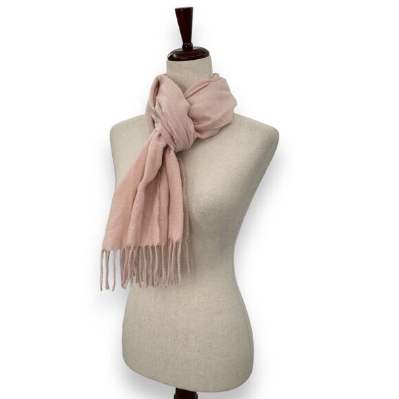 NEW Style & Co Light Pink Fringe Scarf Oblong Rectangle Solid Knit Warm & Cozy - Picture 10 of 14
